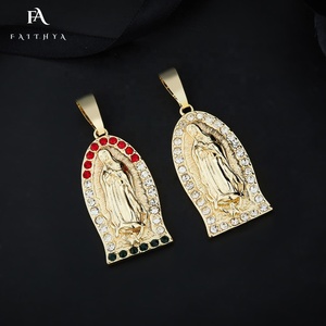 Colgante de Oro de 18K con moissanita de Guadalupe, joyería religiosa, colgante de <span class=keywords><strong>la</strong></span> Virgen María, FP1082, 2022 - Product Image 3
