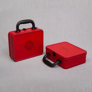 Wholesale luxury custom printed empty lunch tin box metal tin box with handle