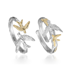 Hình học 925 sterling Silver Fly chim nuốt động vật Nhẫn đối với phụ nữ Đảng đồ trang sức - Product Image 2