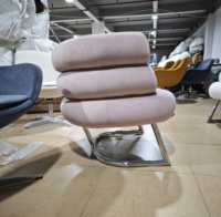 Fauteuil d'appoint en velours et cuir véritable, design nordique classique de luxe moderne, pour hôtel et villa
