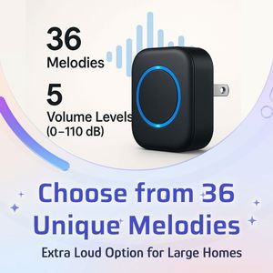 In Thetrend <b>Wireless</b> Waterproof Doorbell US/UK/EU Plug Battery <b>Transmitter</b> 300m Range 38 Melodies 4 Volume Levels White/Black - Product Image 4
