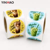 Autocollants circulaires personnalisés imperméables en rouleau pour marquage de boissons, étiquettes de logo pour tasses à café, jus, bouteilles, autocollants de scellage