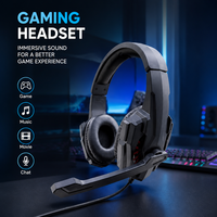 Headset Gaming dengan Mikrofon, Driver 50mm, Suara Stereo, Headband yang Dapat Disesuaikan, Peredam Kebisingan Aktif (ANC), Tahan Air IPX-4