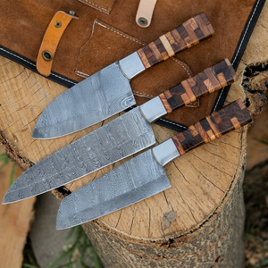 Premium High Carbon Steel Chef <b>Knife</b> <b>Set</b> with Wood Handle Design for Home Kitchen Cooking Food Preparation Chef <b>Knife</b> <b>Sets</b> - Product Image 1