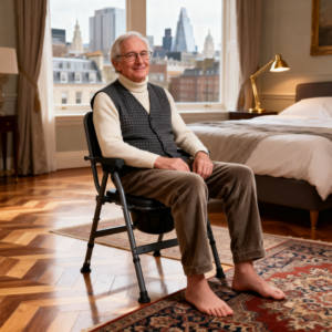 Silla <span class=keywords><strong>de</strong></span> Inodoro Plegable Antideslizante JINDA Negra con Altura Ajustable, Respaldo, Reposabrazos y Asiento con Contenedor, Capacidad <span class=keywords><strong>de</strong></span> 150 kg para Personas <span class=keywords><strong>Mayores</strong></span> - Product Image 2