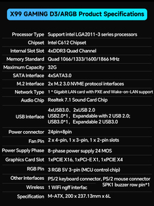 Jieshuo X99 Bo mạch chủ <span class=keywords><strong>DDR3</strong></span> ATX a-sync LGA 2011-3 hỗ trợ argb M.2 Wifi Chức năng nhà máy bán buôn tùy chỉnh Bo mạch chủ - Product Image 6