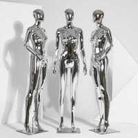 Maniquí de cuerpo completo de material dorado brillante para lencería, con cabeza de huevo, de pie y autónomo.