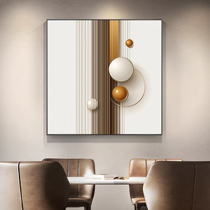 Decorazione Murale Astratta Beige e Oro con Geometrie <span class=keywords><strong>per</strong></span> <span class=keywords><strong>Camera</strong></span> <span class=keywords><strong>da</strong></span> <span class=keywords><strong>Letto</strong></span> e Soggiorno, Stampa 3D con Texture a Sfera, Dipinto in Porcellana Cristallina - Product Image 6