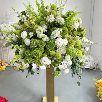 Boule de fleurs artificielles en soie verte sur mesure de 80 cm, centre de table, arrangement décoratif pour mariage, événement, toile de fond, boule de fleurs de table