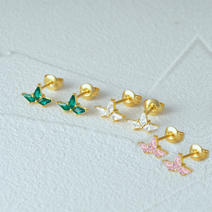 CANNER - Juego de Aretes Pequeños de Plata de Ley 925 con Circonita Cúbica en Forma de Rombo, Regalos para Mujer, Joyería - Product Image 3