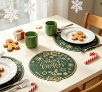 Nappe de table de Noël verte en PVC, imperméable, résistante à l'huile, essuyable, réutilisable, écologique, antidérapante, pour les fêtes, les dîners, la maison, la cuisine