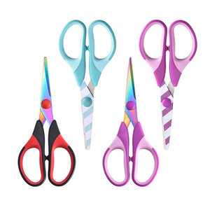 Stainless Steel Colored Titanium Scissors 5.5 Inch V Shaped For Craft <b>Paper</b> Cutting Office Use - Product Image 5