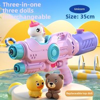 Poupée pistolet à eau jouet enfants Double buse pistolet à eau licorne extractible grande capacité pistolet à eau