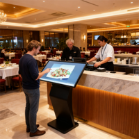 Ikinor Black Kiosk Smart Interactive Table Capacitive Touchscreen 3mm Tempered Glass 8GB/16GB RAM Digital Signage Self Service