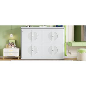 Queen Size Murphy <b>Bed</b> Wall <b>Bed</b> <b>White</b> <b>Storage</b> Cabinet Bedroom Furniture - Product Image 5