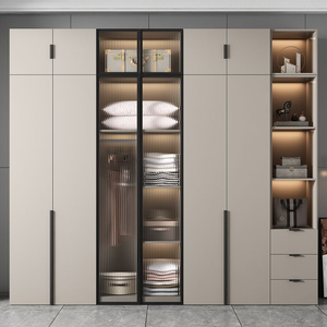 ตู้เสื้อผ้าประตูกระจก Moden ตู้เสื้อผ้าไม้แบบกำหนดเองสำหรับห้องนอนตู้เสื้อผ้า - Product Image 1