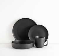 LOMATO Ensemble de vaisselle en mélamine fine européenne de 16 pièces, kit de tasses, écologique, réutilisable, durable, motif paysager classique, compatible micro-ondes