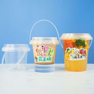 24OZ 32OZ Fruit Milk Tea Bucket Juice <b>Plastic</b> <b>Cups</b> 1000ML Disposable Bubble Tea <b>Plastic</b> PP <b>Cups</b> with Handle - Product Image 3