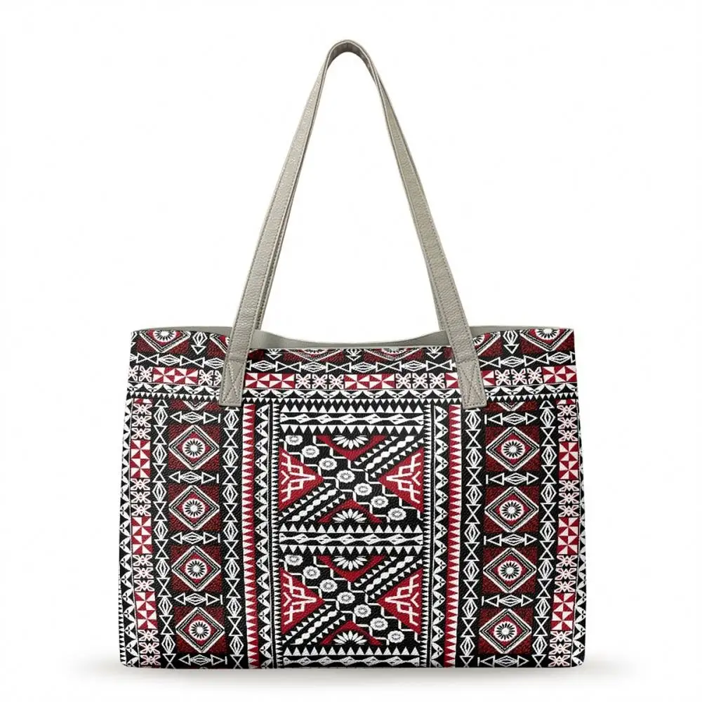 Moda 2023 Polynesian Tribal Samoan Custom Womens Designer PU Correa de hombro Multi Compartimiento Open Tote Tool Bolso