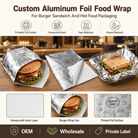 Papier d'aluminium enduit de PE de qualité alimentaire, résistant à la chaleur, anti-graisse, pour emballer les hamburgers, les sandwichs, les biscuits, les gâteaux