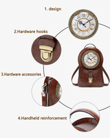Produits en gros Sacs à main pour femmes en cuir PU vintage avec horloge fonctionnelle Sac à main pour femmes tendance Sac à bandoulière pour femmes