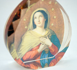 MH-G0355 de cristal para regalo de bautismo, cristal de la Virgen María cristiana, corazón de cristal - Product Image 2