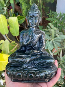 Estatua de Buda de Jaspe Natural |   Escultura de Piedras Preciosas Tallada a Mano |   Decoración para el Hogar, Altar de Meditación |   Feng Shui 7.5x5.5 Pulgadas - Product Image 1