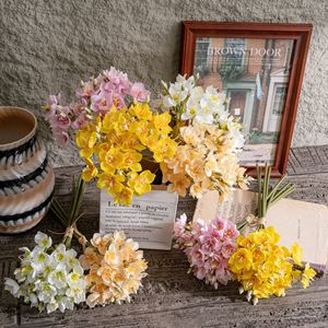 CallaFloral Ramo de Flores Artificiales Rosa y Amarillo, Tela de Tejido Pan, Decoración para Interiores del Hogar, Arreglo para Bodas - Product Image 1