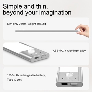 ไฟใต้ตู้ 3 ระดับสี พร้อมเซ็นเซอร์ตรวจจับความเคลื่อนไหว ไฟ LED สำหรับภายในอาคาร แบตเตอรี่ 2200mAh ชาร์จผ่าน USB ใช้กับตู้เสื้อผ้าได้ ใช้พลังงานจากแบตเตอรี่ - Product Image 4