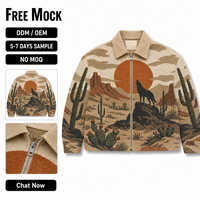 Veste Homme Personnalisée en Tapisserie, Coupe Ample et Oversize, Style Couverture Lourde, avec Fermeture Éclair et Doublure en Satin