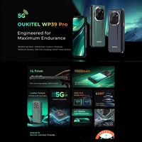 Téléphone robuste Oukitel WP39 Pro 5G, 12 Go + 512 Go, écran 6,6 pouces 2,4K, Android 14, MediaTek Dimensity 6300+, batterie 11000 mAh, NFC, smartphone