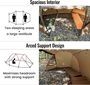 Tente tunnel 2-en-1 OEM avec cheminée intégrée - Tente de camping convertible 4 saisons avec filet intérieur pour l'hiver et l'été - Product Image 3