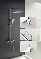 Ensemble de douche thermostatique de luxe en laiton de haute qualité à double poignée, mitigeur de bain en céramique, douche pluie douce murale, design moderne pour salle de bain