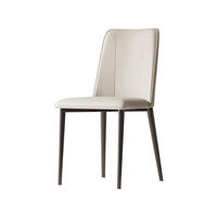 Chaise de salle à manger en cuir minimaliste moderne avec dossier confortable, table de salle à manger assortie pour une utilisation polyvalente dans le salon, la chambre et la maison