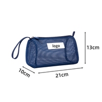 Trousse de Toilette Transparente en Maille Respirante avec Logo Personnalisé, Organisateur Cosmétique à Fermeture Éclair pour Plage, Salle de Sport, Voyage, Douche