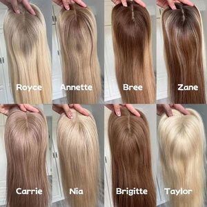 Topper per <span class=keywords><strong>capelli</strong></span> umani con base in seta, 100% Remy Virgin Hair, Ombre Ash Blonde, con clip, per donne con <span class=keywords><strong>capelli</strong></span> <span class=keywords><strong>diradati</strong></span> - Product Image 6