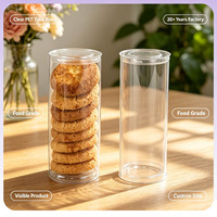 Emballage cylindrique transparent personnalisé pour biscuits, plateau de présentation en plastique transparent pour supermarché, matériau PET PP de qualité alimentaire