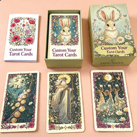 Cartes de tarot éducatives et de divertissement personnalisées en papier, boîte avec couvercle et fond, estampage doré, bord doré, guide inclus, pour cadeau