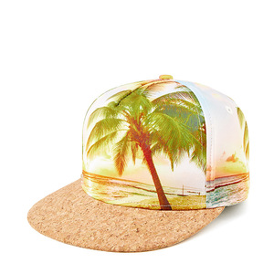 <span class=keywords><strong>Gorra</strong></span> Snapback de 5 Paneles con Estampado Digital Personalizado de Palmeras y Letras de Hawái, Transpirable, Impermeable, Unisex, con Visera de Madera - Product Image 2