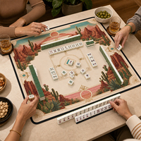 Tapis de jeu de mahjong et de poker en mélamine personnalisé, de luxe, moderne, résistant aux taches, antidérapant, pour 4 joueurs, personnalisable