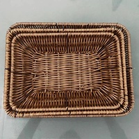 Panier de rangement en rotin en plastique Fruits et pain pour aliments Paniers à pain Plateau à pain en rotin Panier Carton Poignée en plastique brun 10pcs