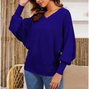 Pull décontracté pour femme à col en V oversize, manches longues, tricot épais, anti-boulochage, idéal pour l'automne - Product Image 2
