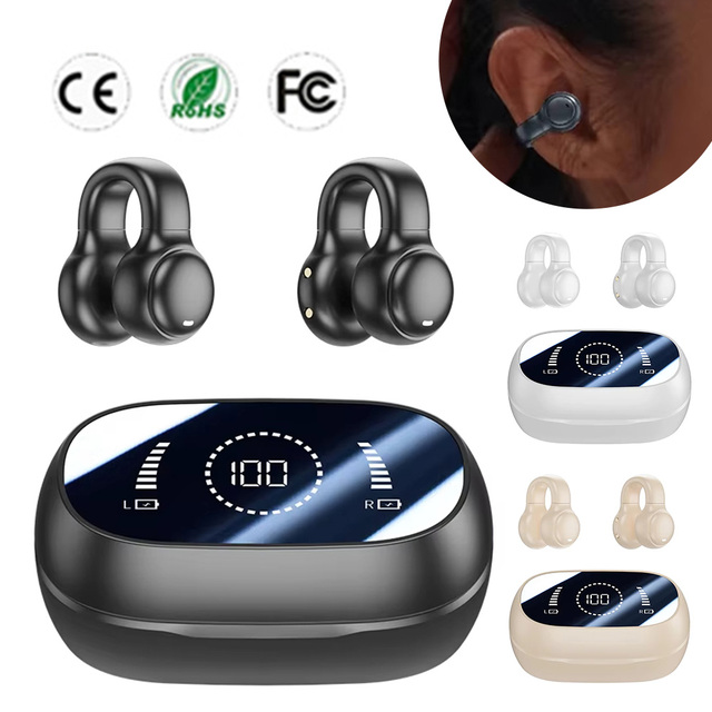 M47 Open Ear Clip Sport Wireless Earphone with CE FCC Comfort Earclip LED Display Stereo Noise Canceling OWS Bluetooth Headphone