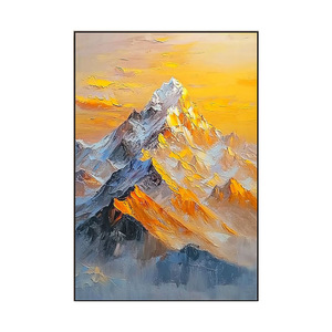 Hand Painted Oil <b>Painting</b> Golden Mountains Abstract Art Metal <b>Frame</b> 3D Visual Effect <b>For</b> Entryway Living Room Decor - Product Image 5