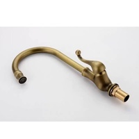 Robinet de cuisine et de salle de bain monocommande en laiton antique, à poser sur comptoir, col de cygne moderne, céramique, eau chaude et froide, pour hôtels, style classique