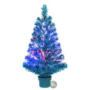 Holiday living pre decorated small LED blue fiber optic artificial christmas tabletop tree
