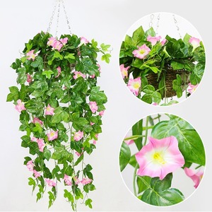 Planta Artificial Colgante de Gloría de la Mañana de 100cm-200cm, Cesta de Flores para Decoración de Bodas, Uso Interior y Exterior - Product Image 4