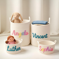 Panier de rangement portable en corde de coton personnalisé avec nom et lettres mignonnes, écologique, pour bonbons, collations, vêtements