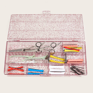 Caja de almacenamiento transparente para escritorio, organizador de cosméticos de plástico con tapa a prueba de polvo, almacenamiento de maquillaje rectangular con múltiples compartimentos - Product Image 3