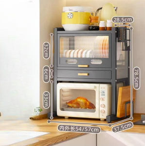 Kitchen Microwave Shelf Countertop Household <strong>Oven</strong> Integrated Dustproof Shelf Dish Drain Rack Knife Rack Storage Rack - Product Image 2